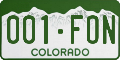 CO license plate 001FON