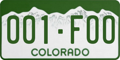 CO license plate 001FOO