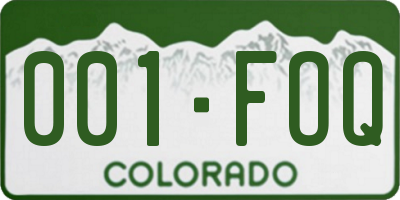 CO license plate 001FOQ