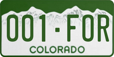 CO license plate 001FOR