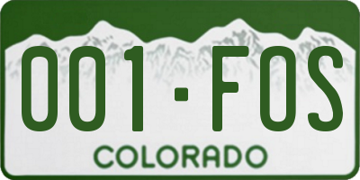 CO license plate 001FOS