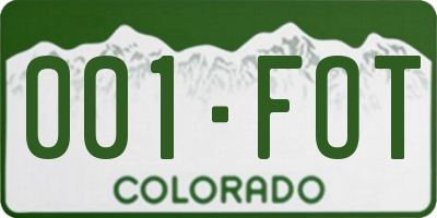 CO license plate 001FOT