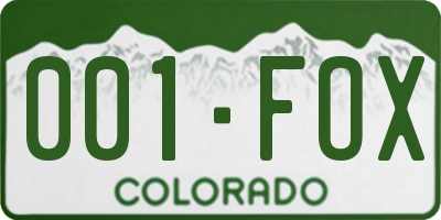 CO license plate 001FOX