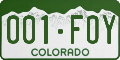 CO license plate 001FOY