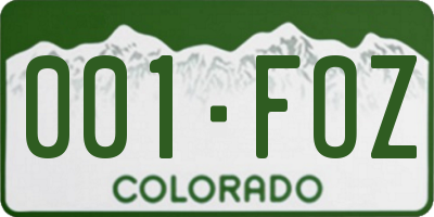 CO license plate 001FOZ