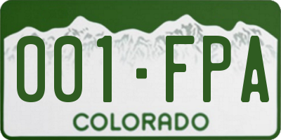 CO license plate 001FPA