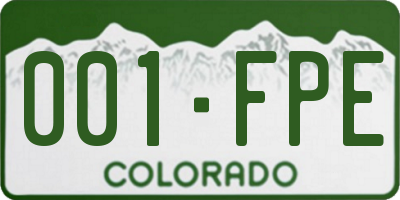 CO license plate 001FPE