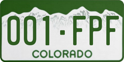 CO license plate 001FPF