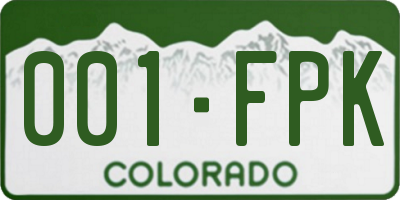 CO license plate 001FPK