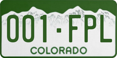 CO license plate 001FPL