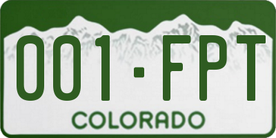 CO license plate 001FPT