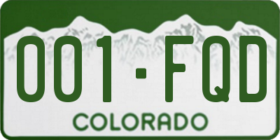 CO license plate 001FQD