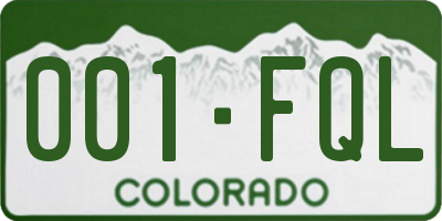 CO license plate 001FQL