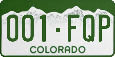 CO license plate 001FQP