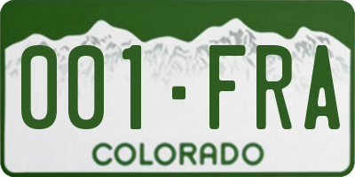 CO license plate 001FRA