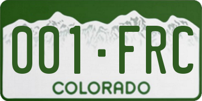 CO license plate 001FRC