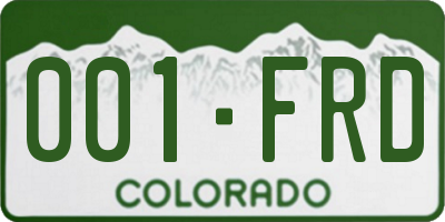 CO license plate 001FRD