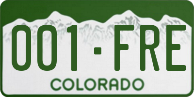 CO license plate 001FRE