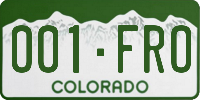 CO license plate 001FRO