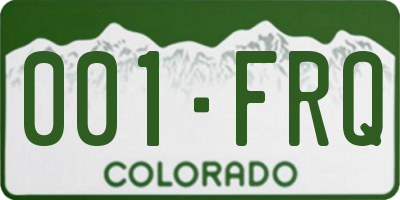 CO license plate 001FRQ