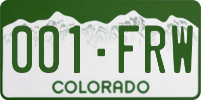 CO license plate 001FRW