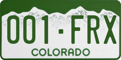 CO license plate 001FRX