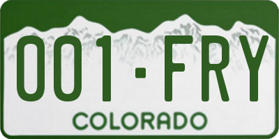 CO license plate 001FRY