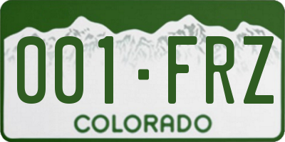 CO license plate 001FRZ