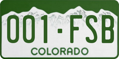 CO license plate 001FSB