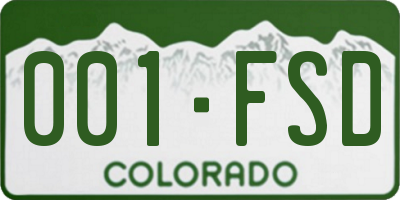 CO license plate 001FSD