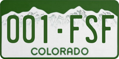 CO license plate 001FSF