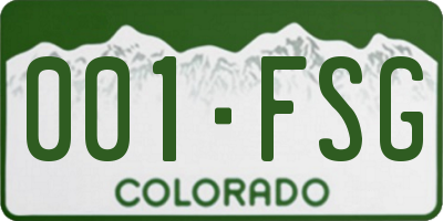 CO license plate 001FSG