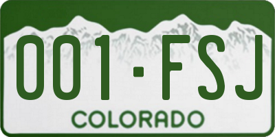 CO license plate 001FSJ