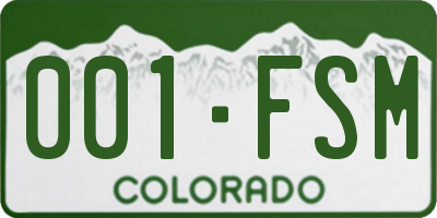 CO license plate 001FSM