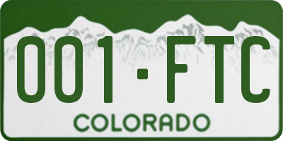 CO license plate 001FTC