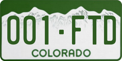 CO license plate 001FTD