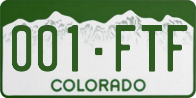 CO license plate 001FTF