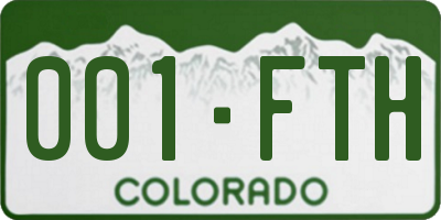 CO license plate 001FTH