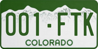 CO license plate 001FTK