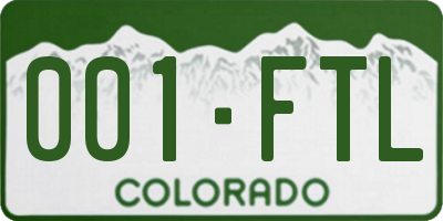 CO license plate 001FTL