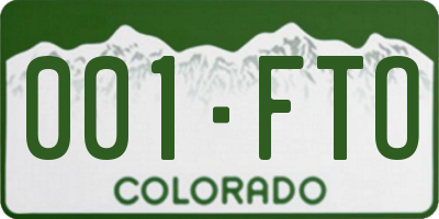 CO license plate 001FTO