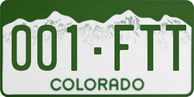 CO license plate 001FTT