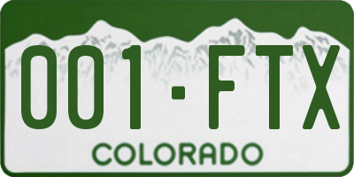 CO license plate 001FTX