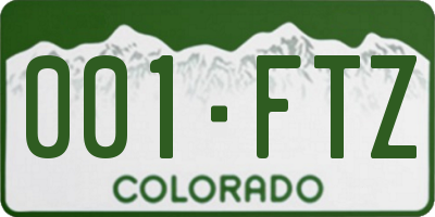 CO license plate 001FTZ