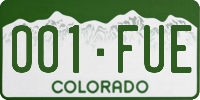 CO license plate 001FUE