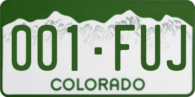 CO license plate 001FUJ