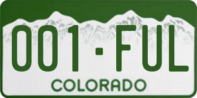 CO license plate 001FUL