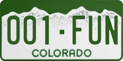 CO license plate 001FUN