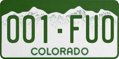 CO license plate 001FUO