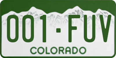 CO license plate 001FUV